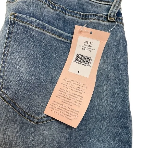 NYDJ Curves 360 Slim Straight Jeans Size 0 Biscayne Blue New - Picture 2 of 8